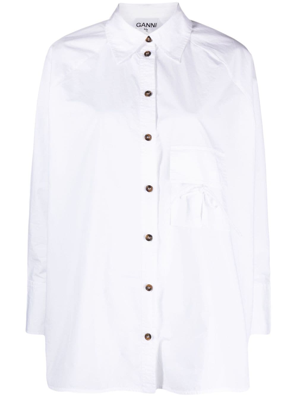 GANNI raglan-sleeved organic cotton shirt - White von GANNI