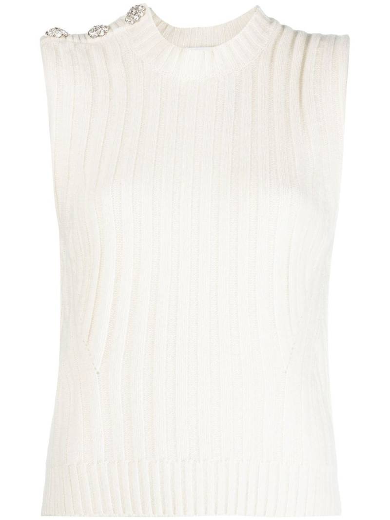 GANNI rib-knit vest top - White von GANNI