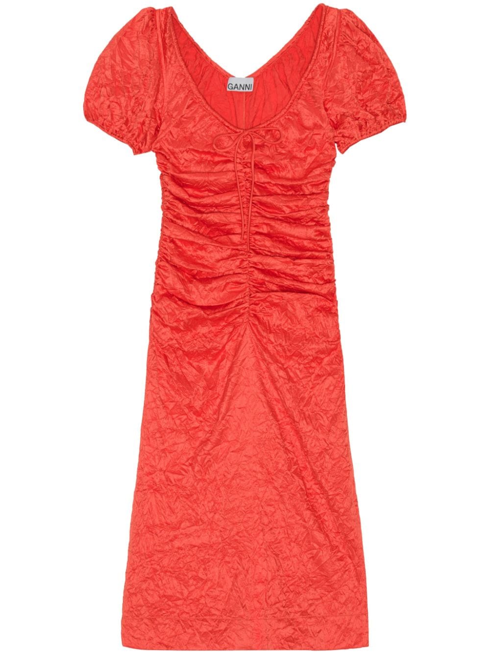 GANNI ruched midi dress - Red von GANNI