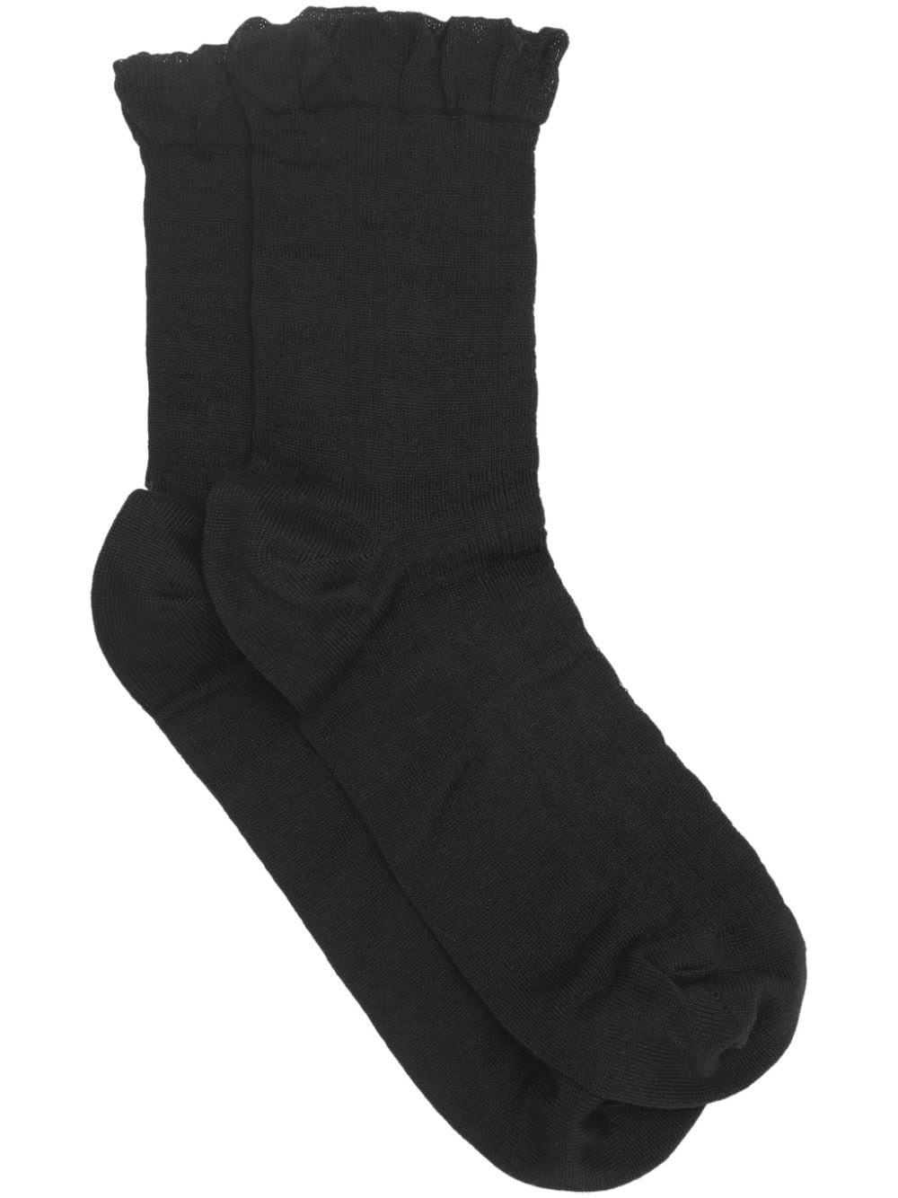 GANNI ruffle-trim organic-cotton socks - Black von GANNI