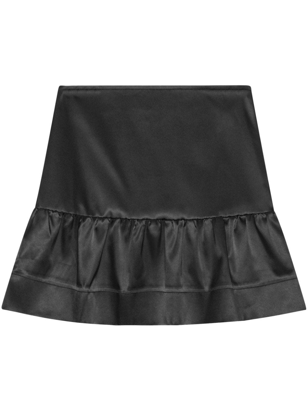 GANNI satin-finish ruffled miniskirt - Black von GANNI