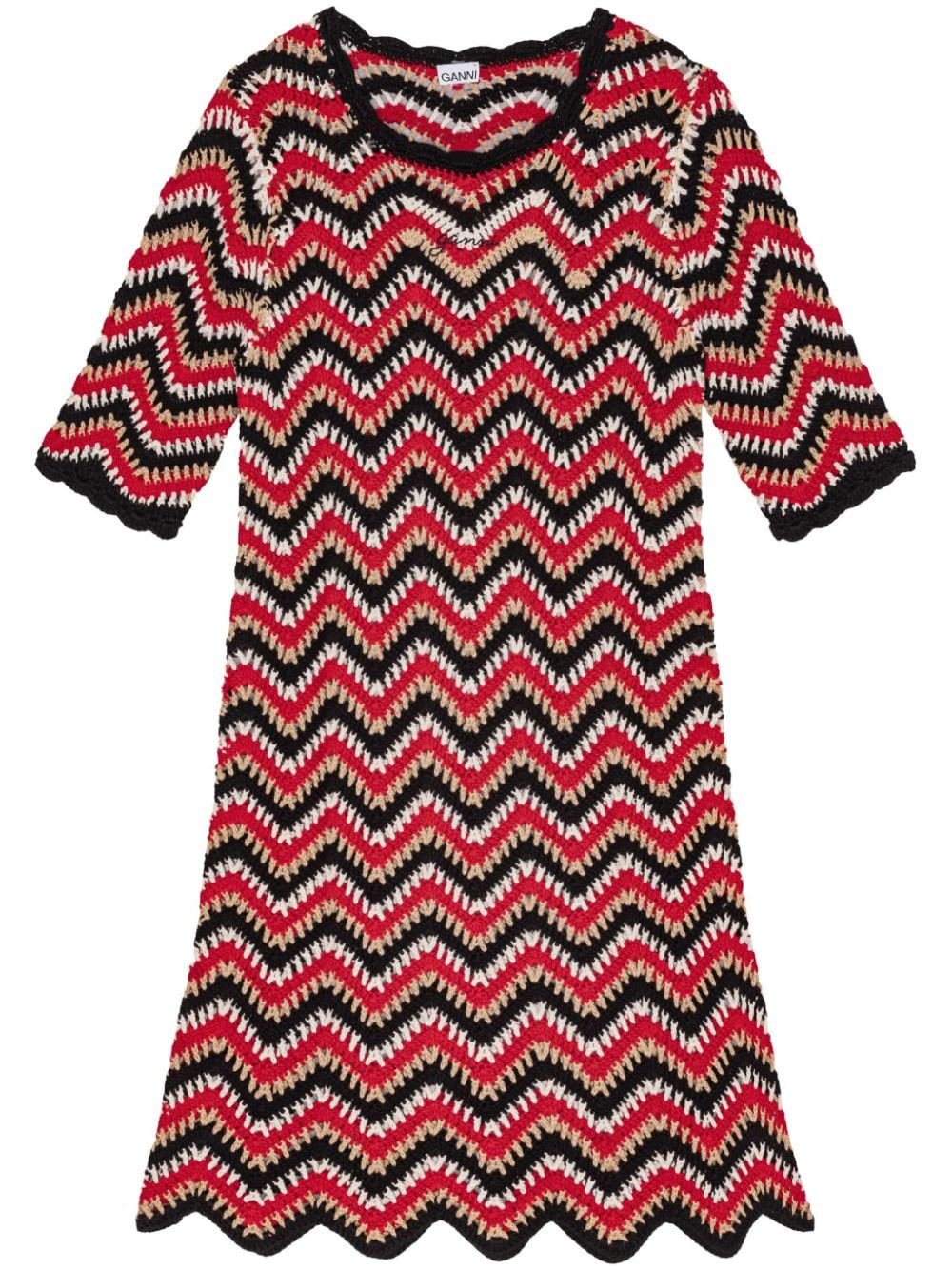 GANNI scalloped crochet minidress - Red von GANNI