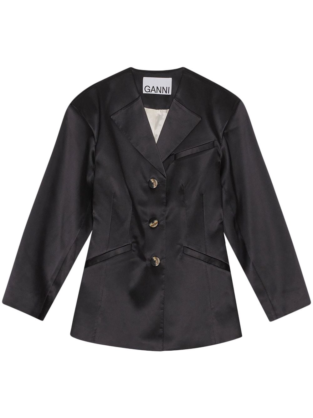 GANNI single-breasted blazer - Black von GANNI