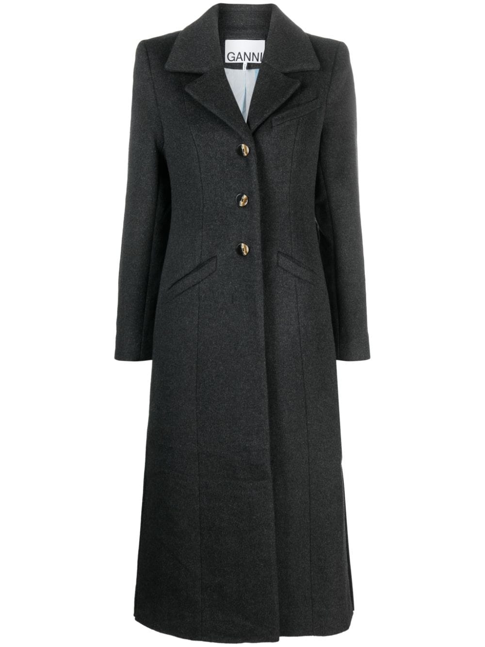 GANNI single-breasted wool blend midi coat - Grey von GANNI