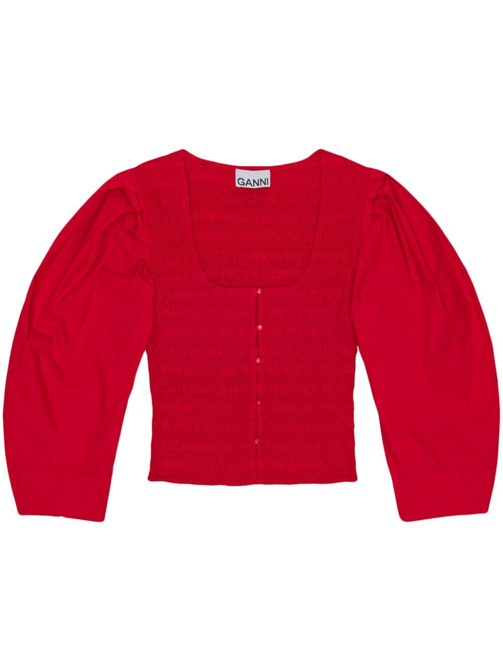 GANNI smocked poplin blouse - Red von GANNI