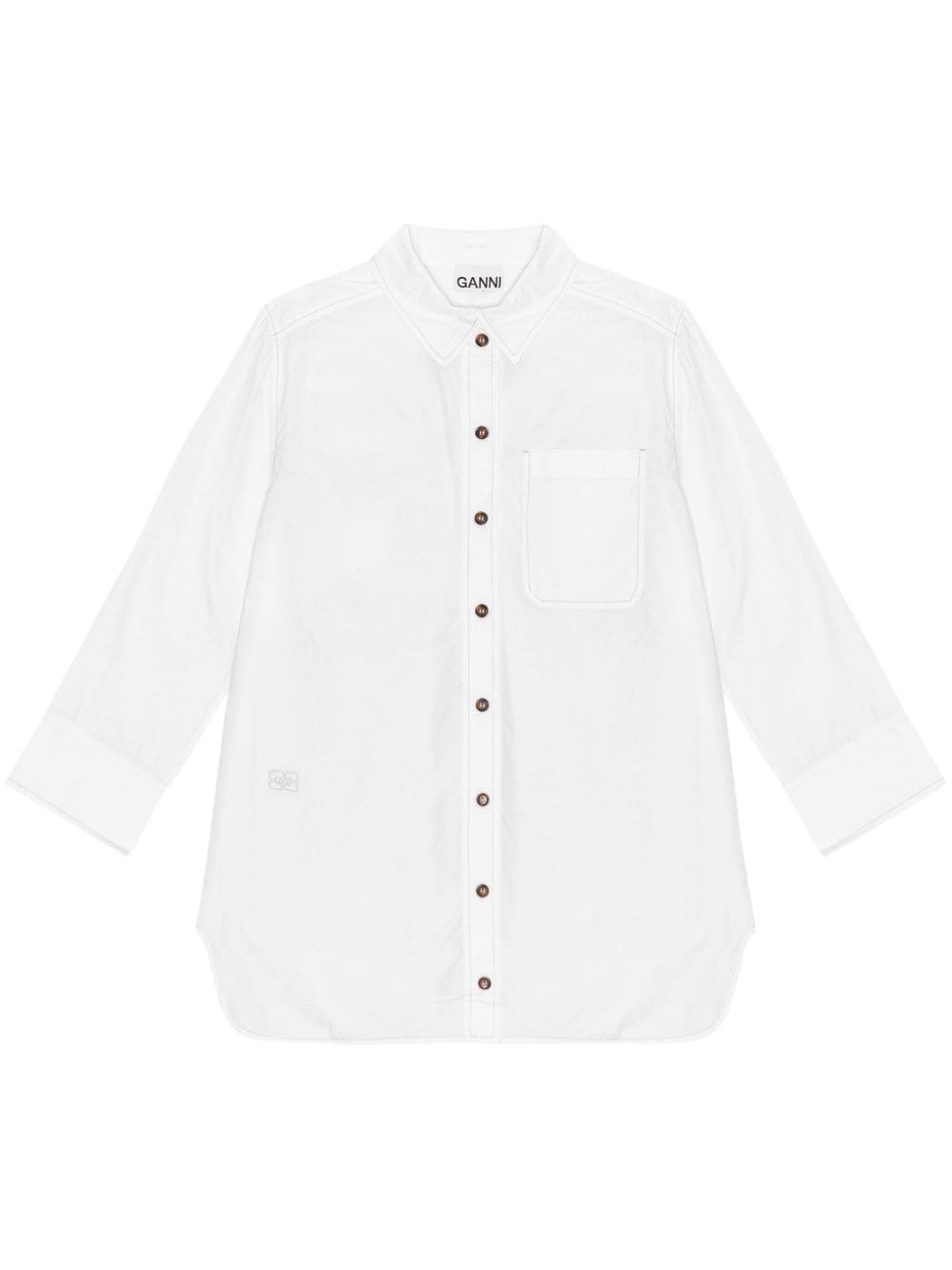 GANNI spread-collar organic-cotton shirt - White von GANNI