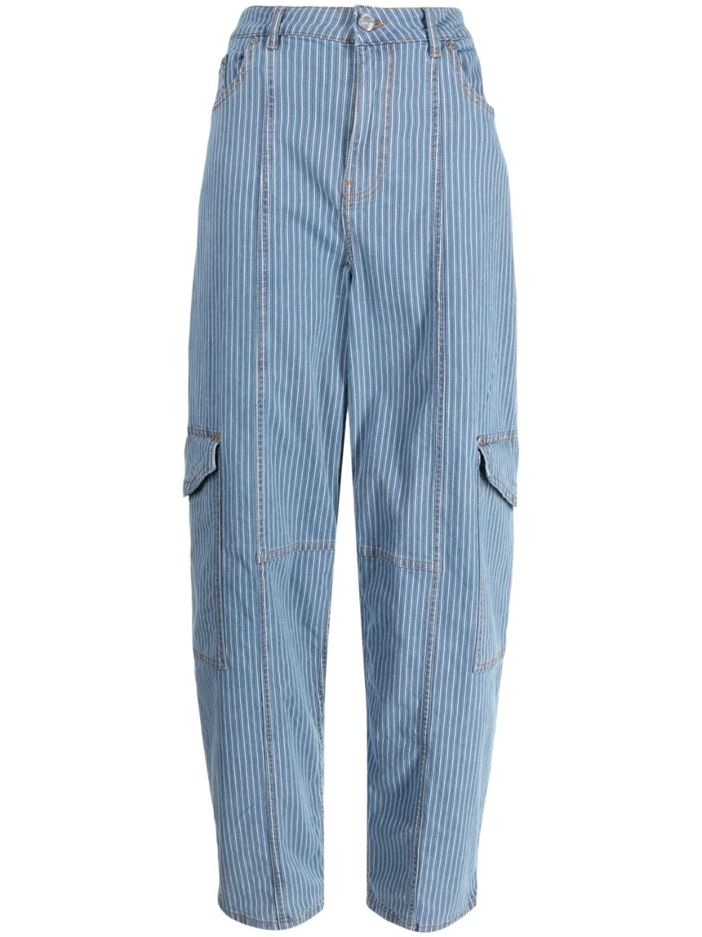 GANNI stripe-pattern cargo jeans - Blue von GANNI