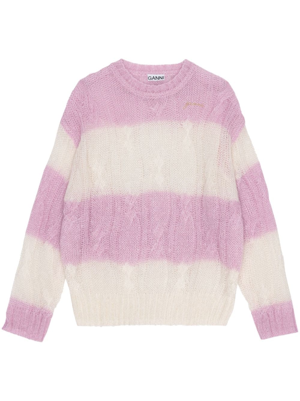 GANNI striped cable-knit jumper - Pink von GANNI