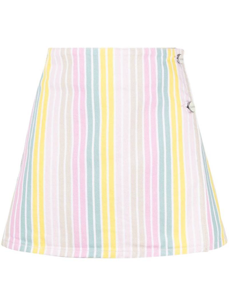 GANNI striped wrap miniskirt - White von GANNI