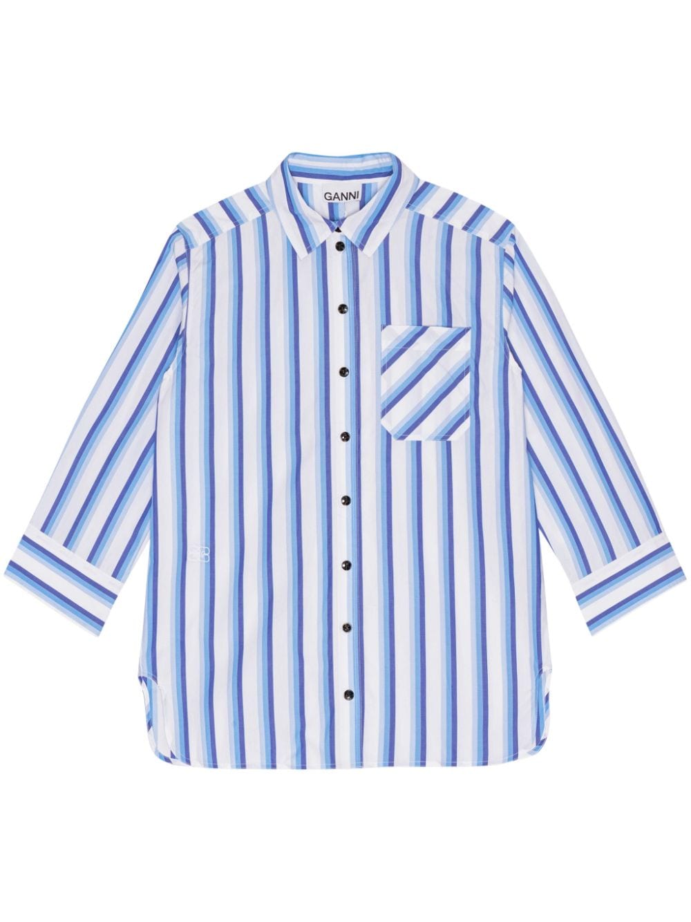 GANNI striped organic cotton shirt - Blue von GANNI