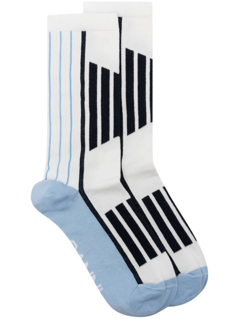 GANNI striped ribbed socks - White von GANNI