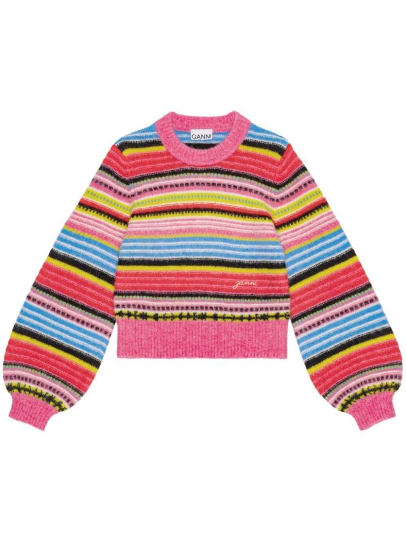 GANNI striped wool jumper - Pink von GANNI