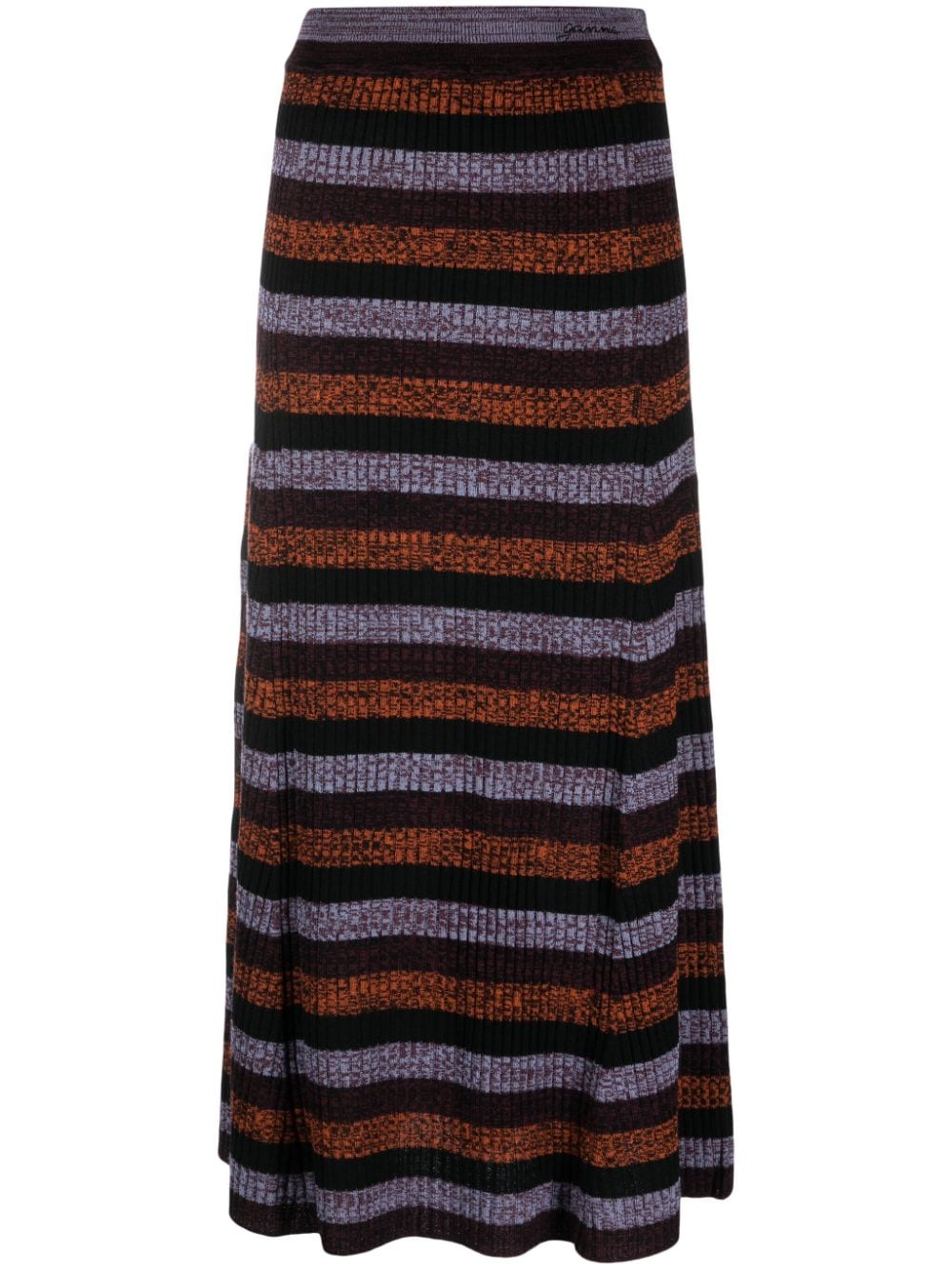 GANNI striped wool maxi skirt - Black von GANNI