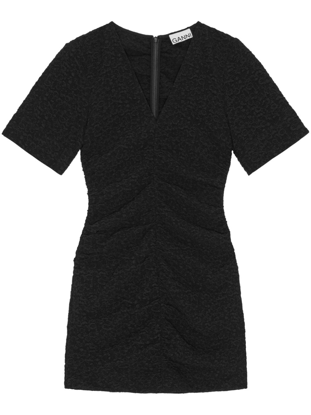 GANNI textured short-sleeve minidress - Black von GANNI