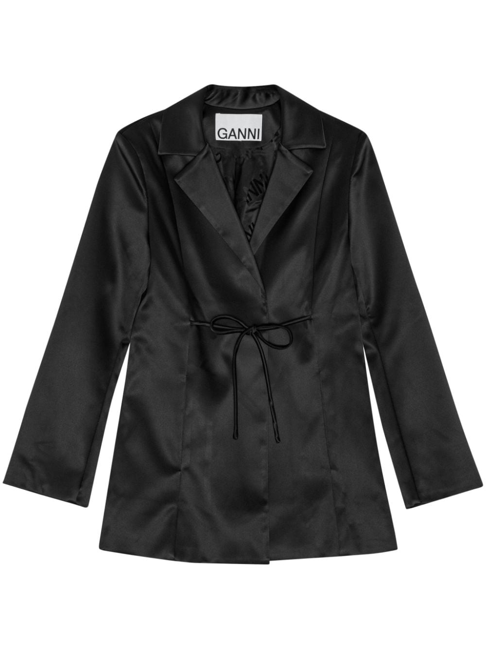 GANNI tied-waist satin blazer - Black von GANNI