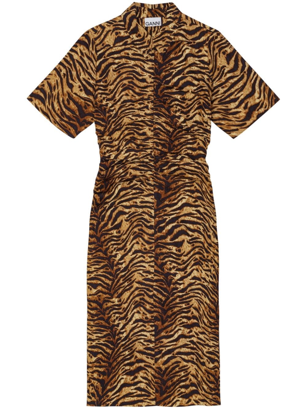 GANNI tiger-print organic cotton dress - Brown von GANNI