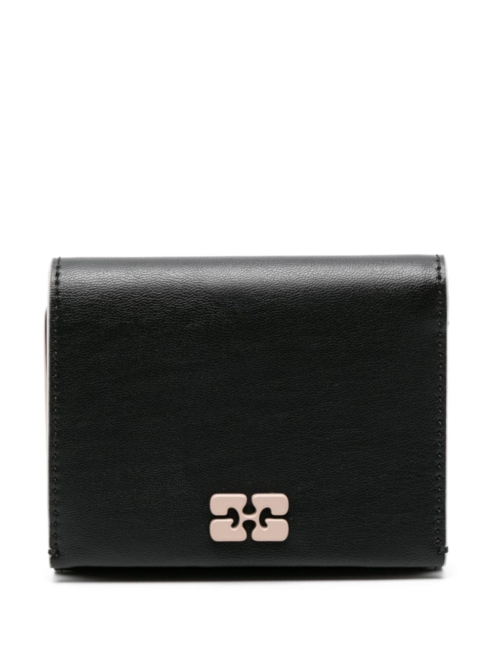 GANNI tri-fold leather wallet - Black von GANNI