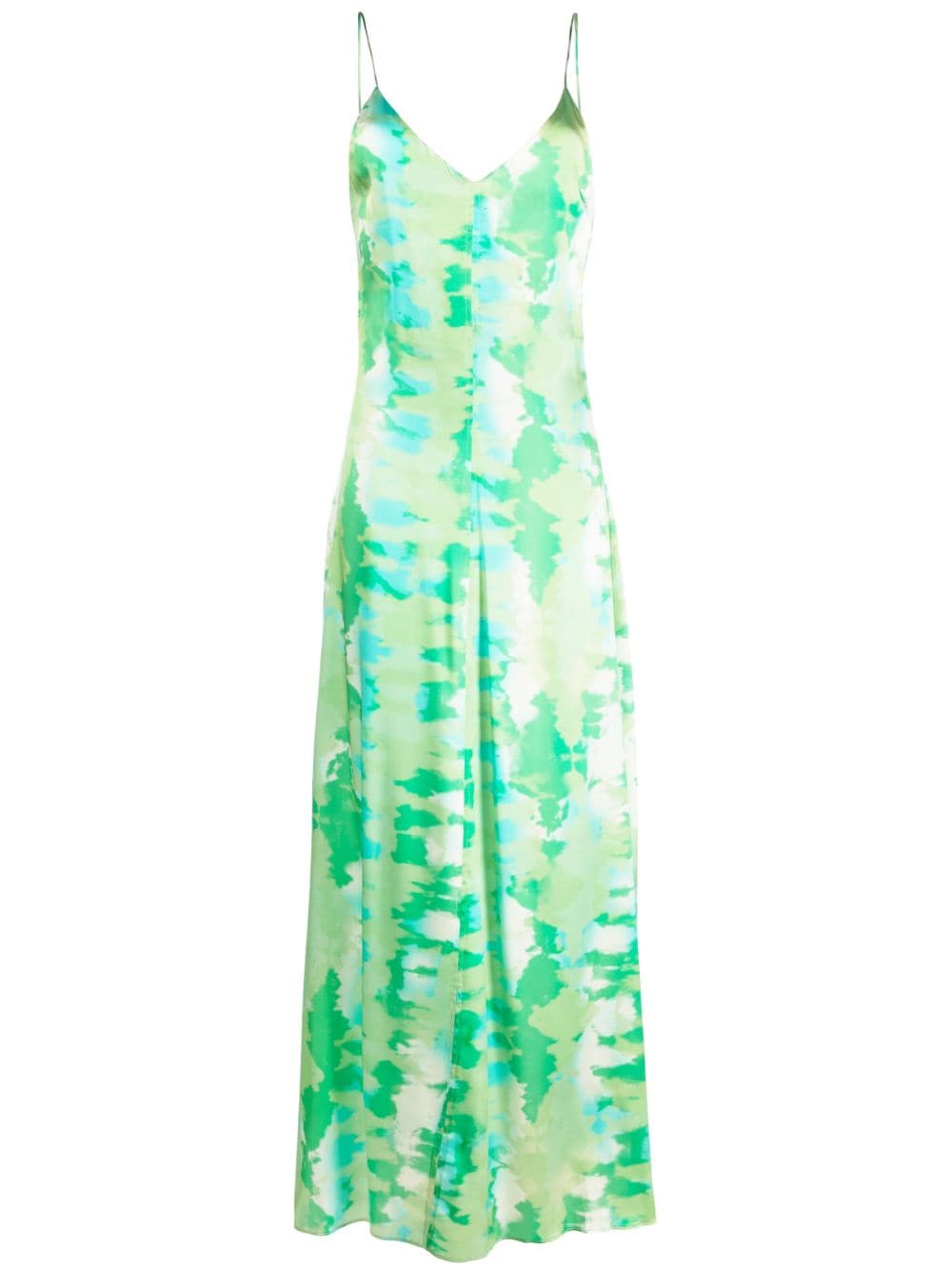 GANNI watercolour-print slip dress - Green von GANNI