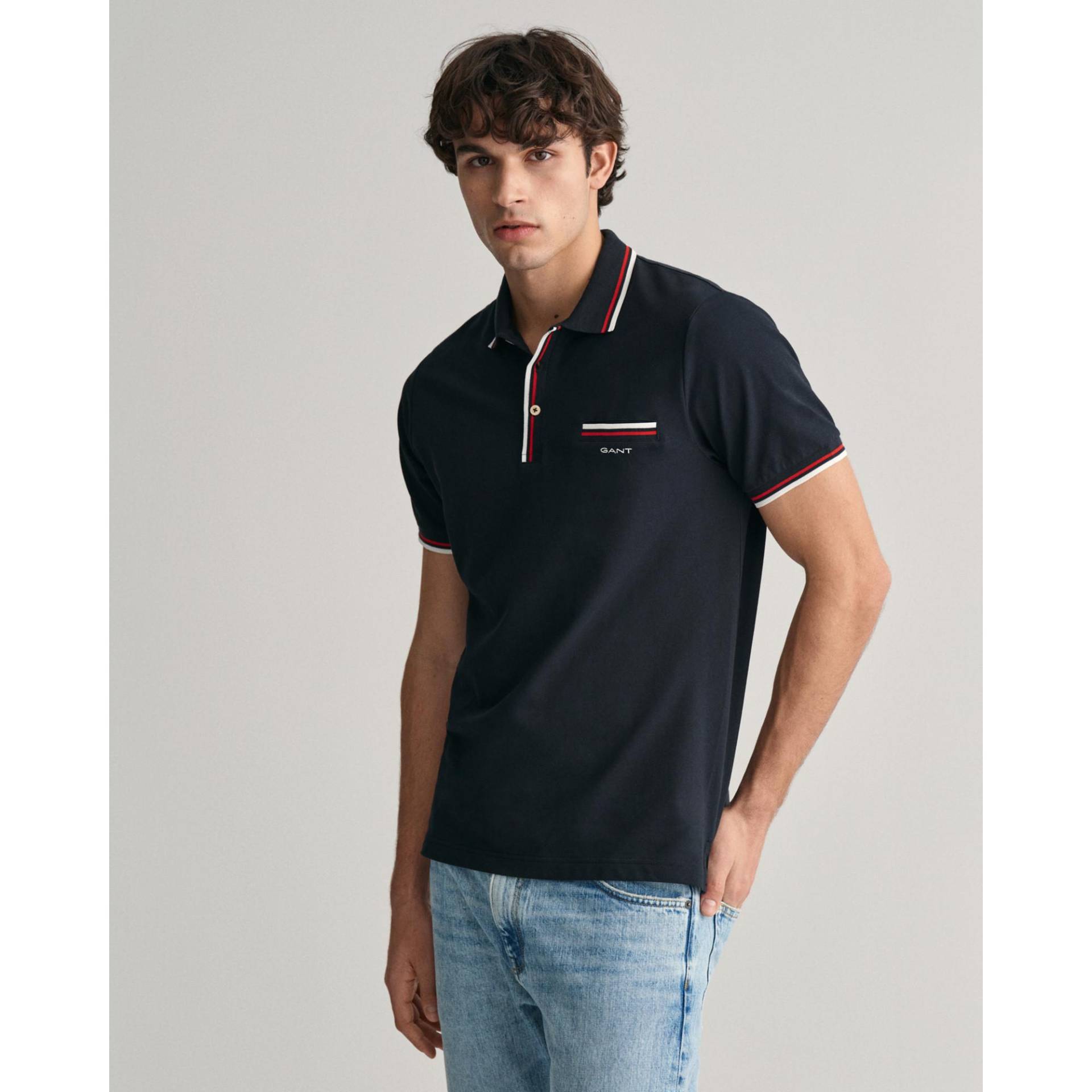 Poloshirt, Kurzarm Herren Noir  M von GANT