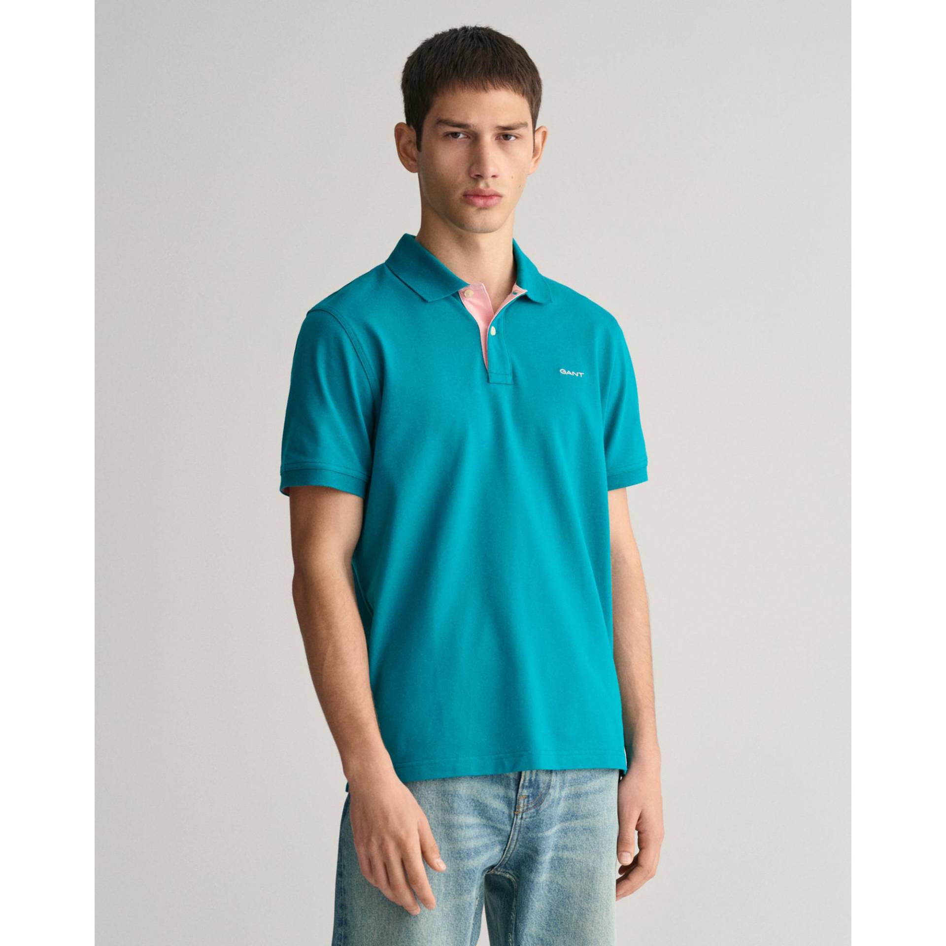 Poloshirt, Kurzarm Herren Türkisblau XL von GANT