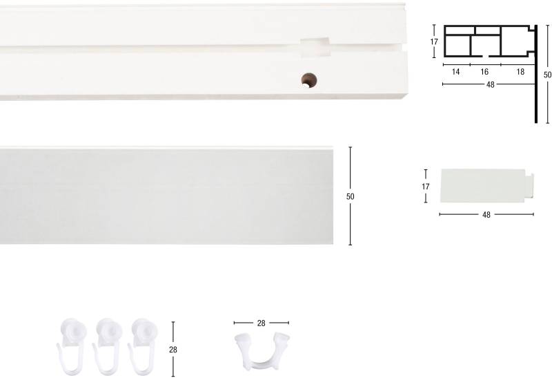 GARESA Gardinenschiene »Kunststoffschiene mit Blende«, 1 läufig-läufig, Wunschmasslänge, Deckenmontage, verlängerbar, einfache Montage, schlicht von GARESA