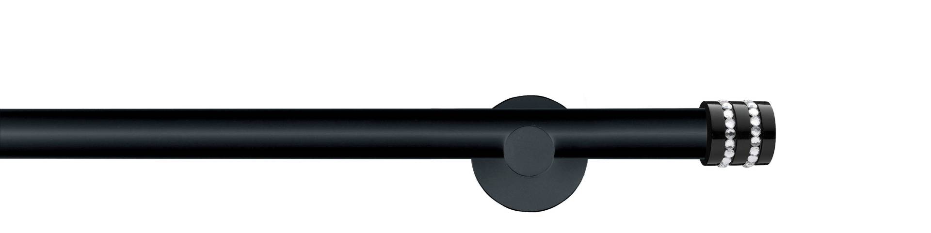 GARESA Gardinenstange »BLACK«, 1 läufig-läufig, Wunschmasslänge, Vorhanggarnitur, verlängerbar, Endkappe mit Glitzersteine von GARESA