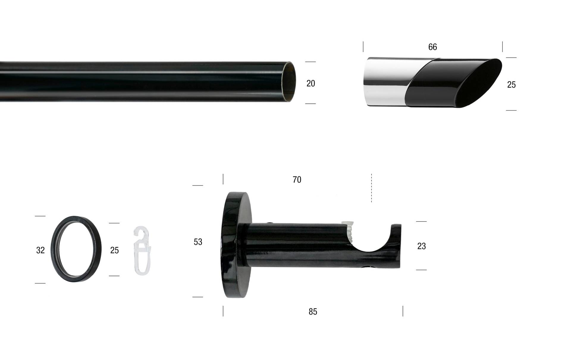 GARESA Gardinenstange »BLACK«, 1 läufig-läufig, Wunschmasslänge, Vorhanggarnitur, verlängerbar, Endknopf abgeschrägt 2-farbig GARESA Gardinenstange »BLACK«, 1 läufig-läufig, Wunschmasslänge, Vorhanggarnitur, verlängerbar, Endknopf abgeschrägt 2-farbig von GARESA
