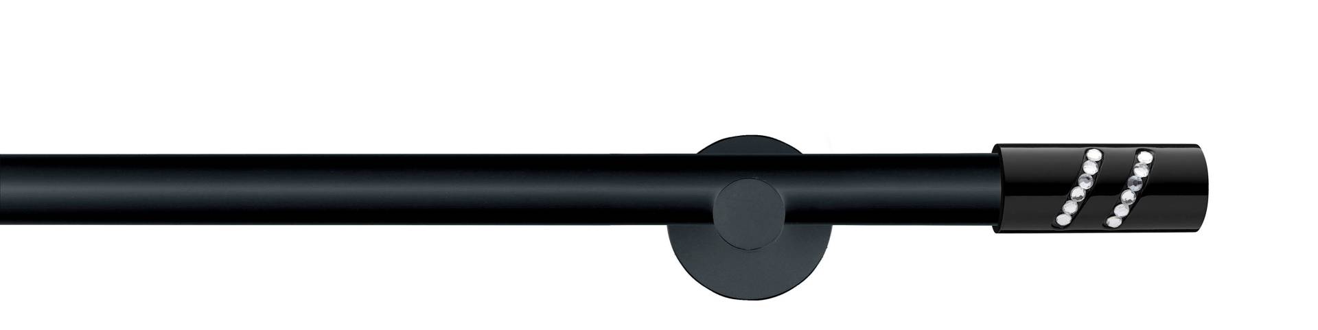 GARESA Gardinenstange »BLACK«, 1 läufig-läufig, Wunschmasslänge, Vorhanggarnitur, verlängerbar, Endknopf mit Glitzersteinen von GARESA