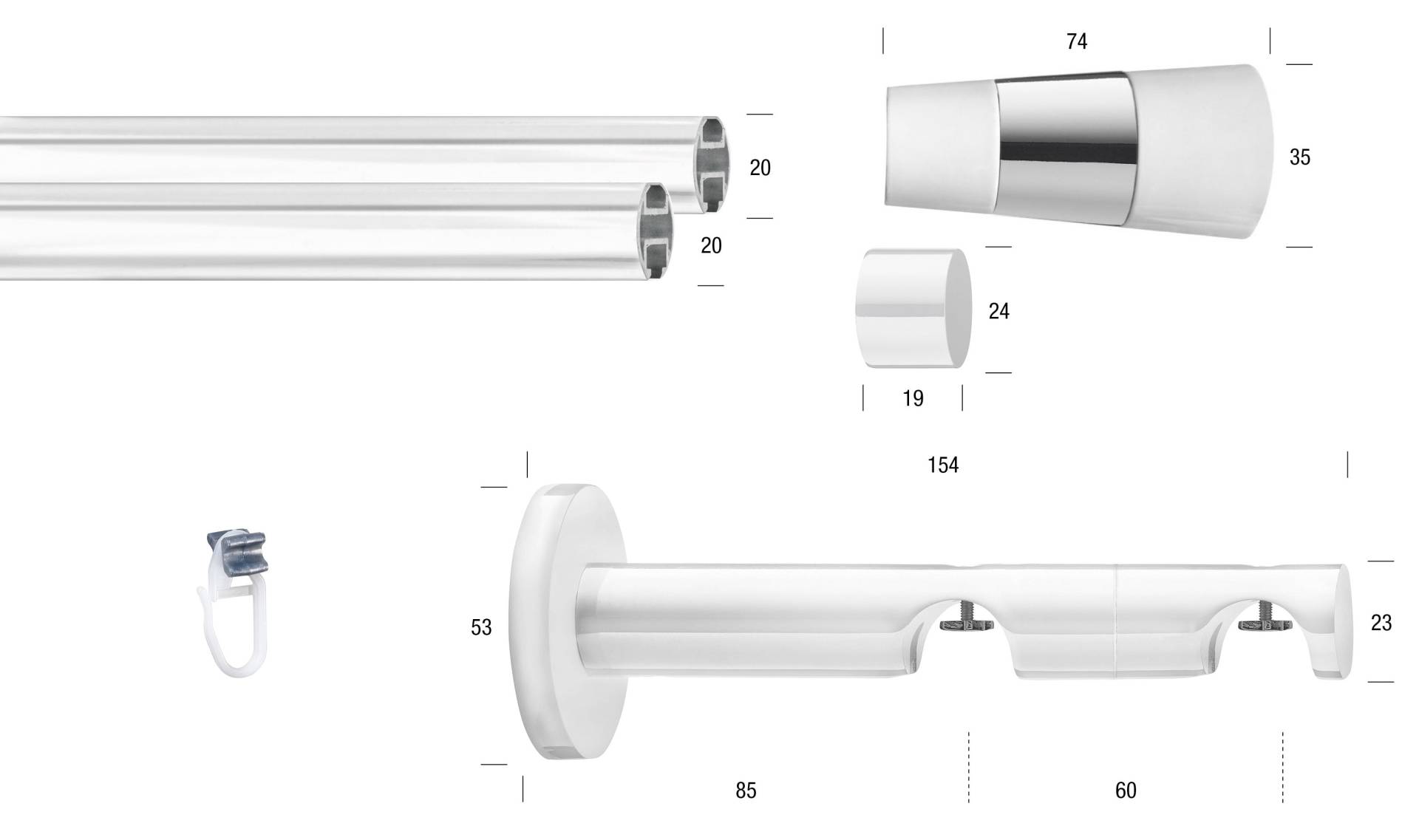 GARESA Gardinenstange »WHITE«, 2 läufig-läufig, Wunschmasslänge, Vorhanggarnitur, Innenlauf, verlängerbar, Wandmont., Endknopf 2-färbig GARESA Gardinenstange »WHITE«, 2 läufig-läufig, Wunschmasslänge, Vorhanggarnitur, Innenlauf, verlängerbar, Wandmont., Endknopf 2-färbig von GARESA