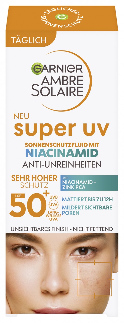 Ambre Solaire - Super UV Sonnenschutzfluid Anti-Unreinheiten mit Niacinamid LSF 50+ von GARNIER