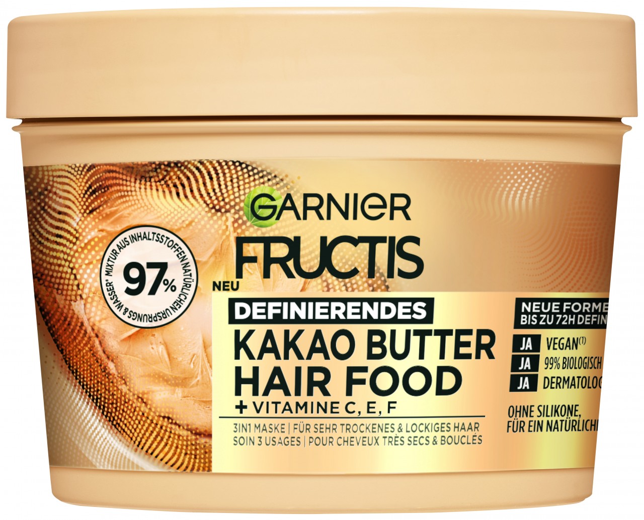 Fructis - Definierendes Kakao Butter Hair Food 3in1 Haarmaske für trockenes und lockiges Haar von GARNIER