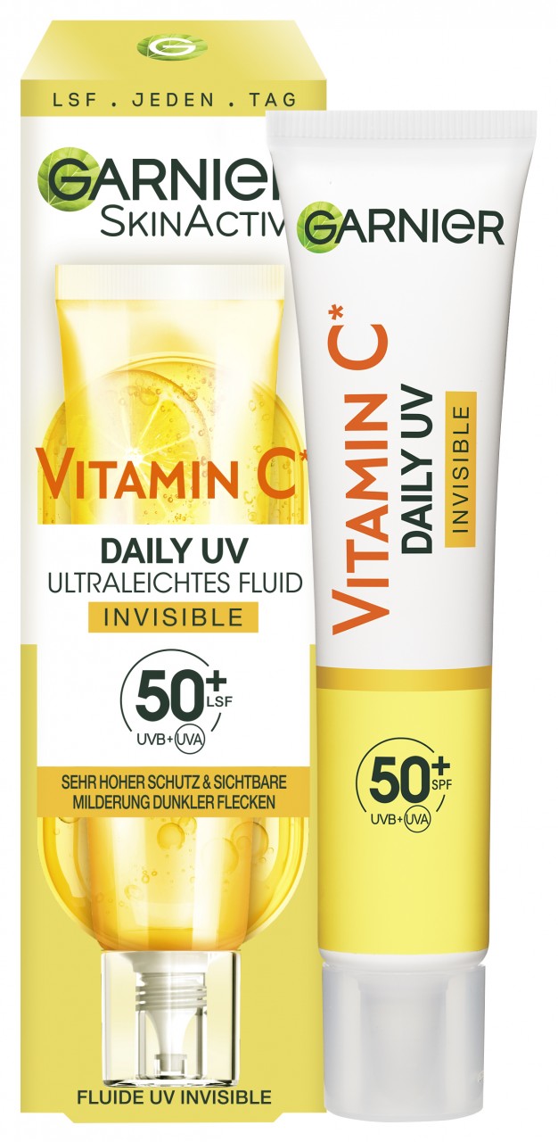 Skinactive Face - Vitamin C Tägliches Sonnenfluid Invisible mit LSF 50+ von GARNIER