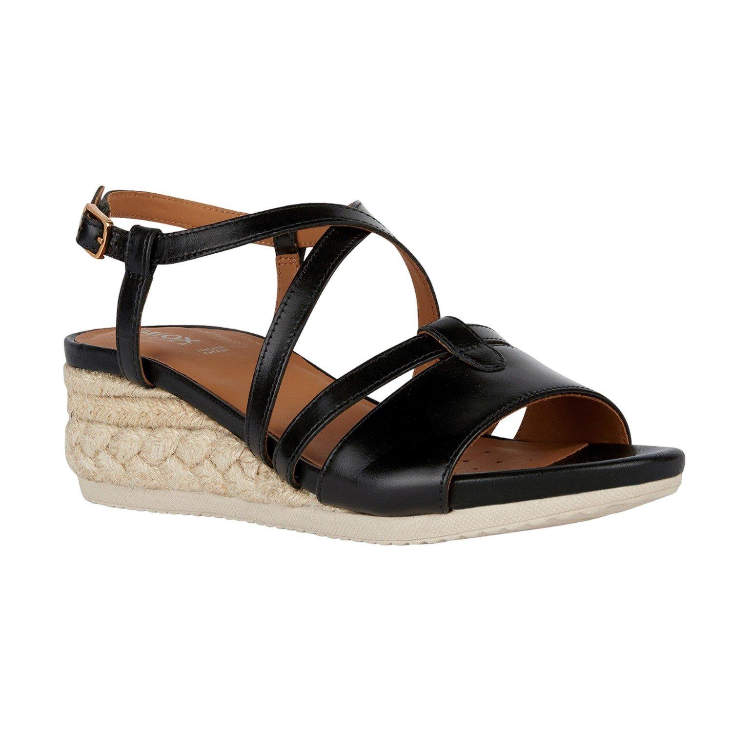 Sandalen D Ischia Corda A, Wildleder Damen Schwarz 37 von GEOX