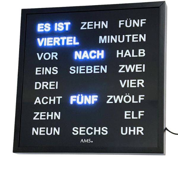 AMS Design Wortuhr Wanduhr 40cm von GERMAN CLOCKS