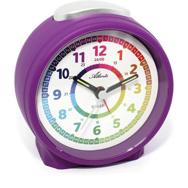 ATLANTA Kinderwecker Beginner 99 Sweep Silent lila von GERMAN CLOCKS