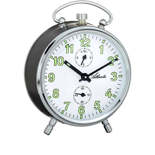 ATLANTA Mechanischer Wecker mit grauem Metallgehäuse von GERMAN CLOCKS