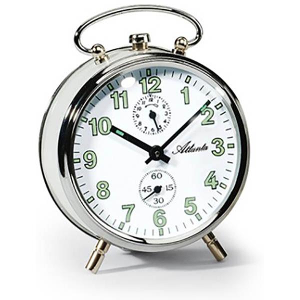 ATLANTA Mechanischer Wecker mit weissem Metallgehäuse von GERMAN CLOCKS