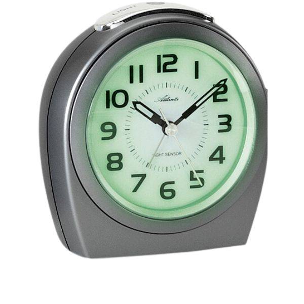 ATLANTA Nachtlicht Sweep Silent Wecker, dunkelgrau von GERMAN CLOCKS