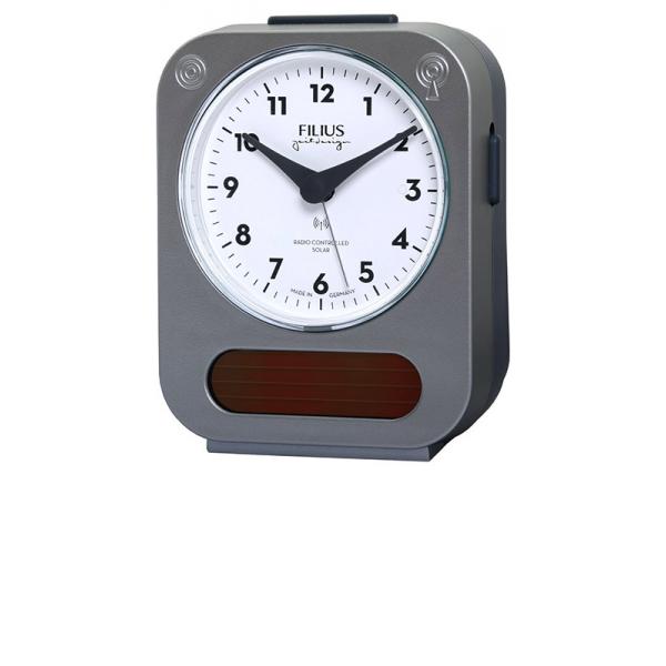 FILIUS Solar-Funkwecker Silent weiss/dunkelgrau von GERMAN CLOCKS
