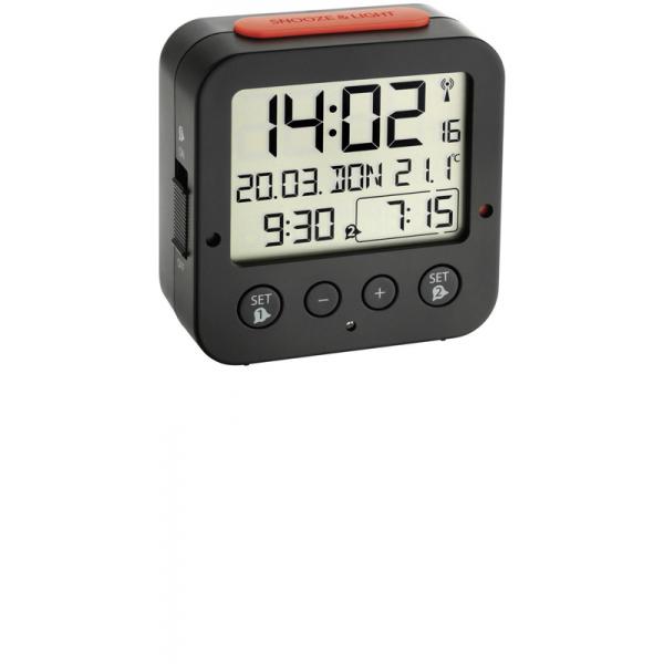 TFA Bingo Nachtlicht, Funkwecker Thermometer + 2 Alarme, schwarz von GERMAN CLOCKS
