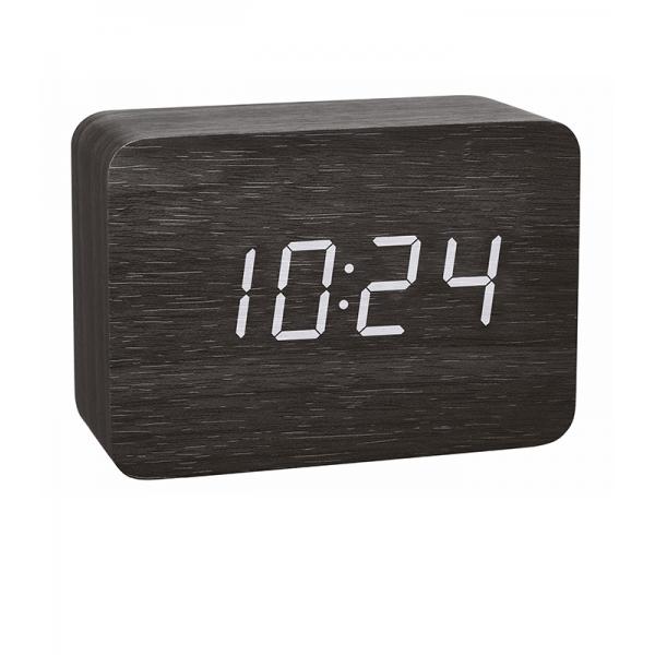 TFA Clocco Design Funk-Wecker Thermometer Kalender in Holz-Optik schwarz von GERMAN CLOCKS