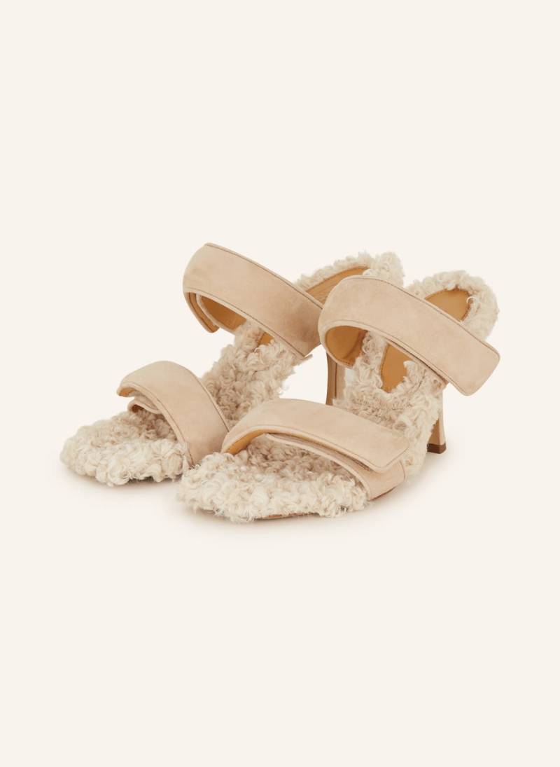 Gia Borghini Mules Adele Mit Kunstfell beige von GIA BORGHINI