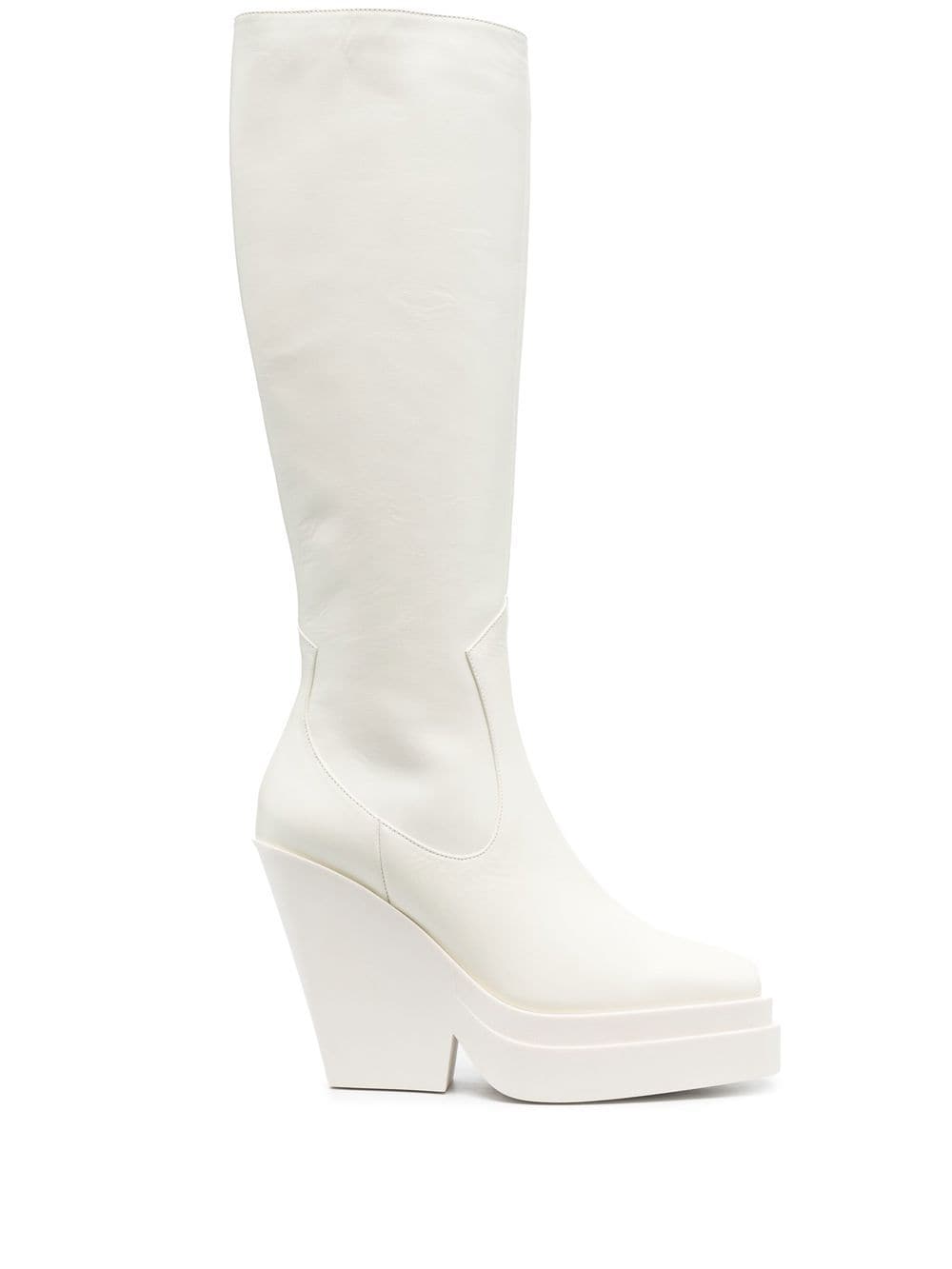 GIABORGHINI 120mm knee-high leather boots - White von GIABORGHINI