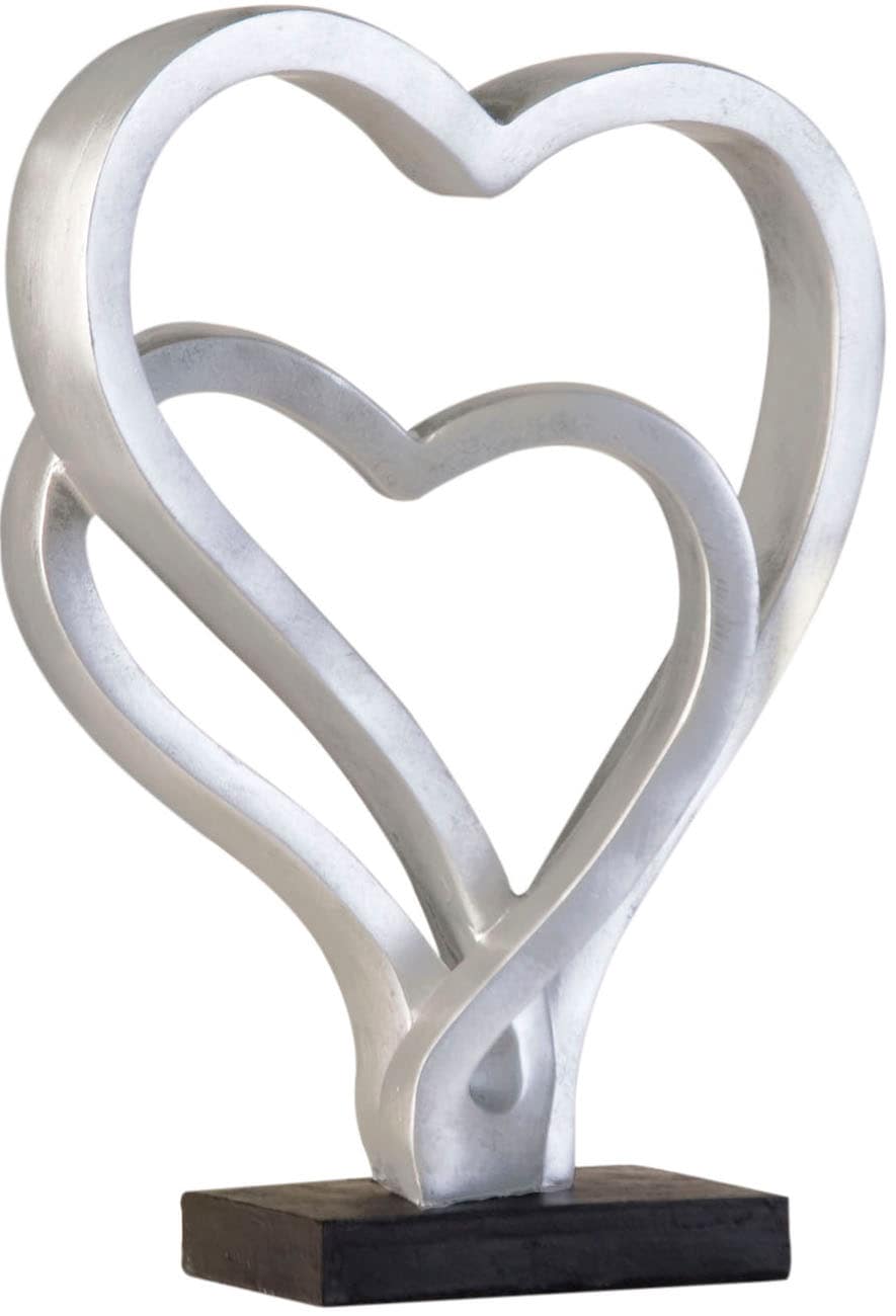 GILDE Dekoobjekt »Skulptur Hearts, antik silber« von Gilde