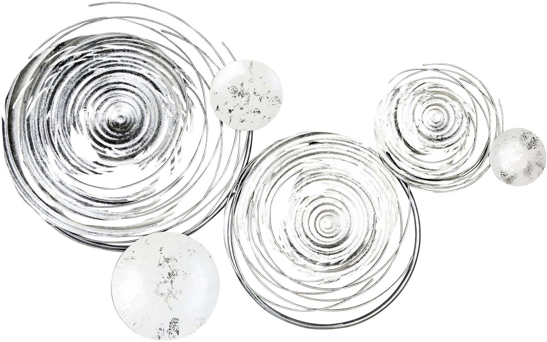 GILDE Wanddekoobjekt »Wandrelief Circles, weiss/silber« von Gilde