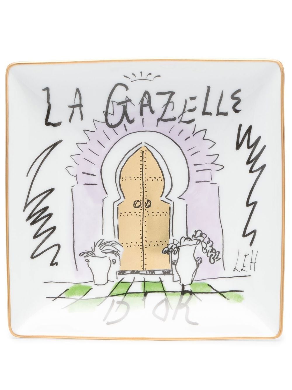 GINORI 1735 La Gazelle D'or square plate (13.5cm) - White von GINORI 1735