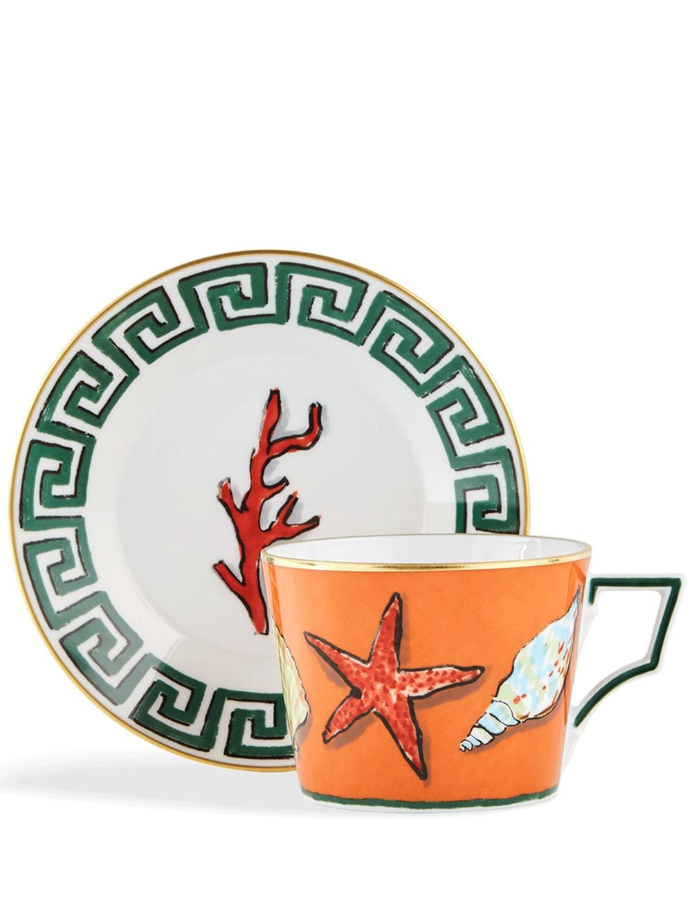 GINORI 1735 Viaggio di Nettuno teacups and saucers (set of 2) - Orange von GINORI 1735