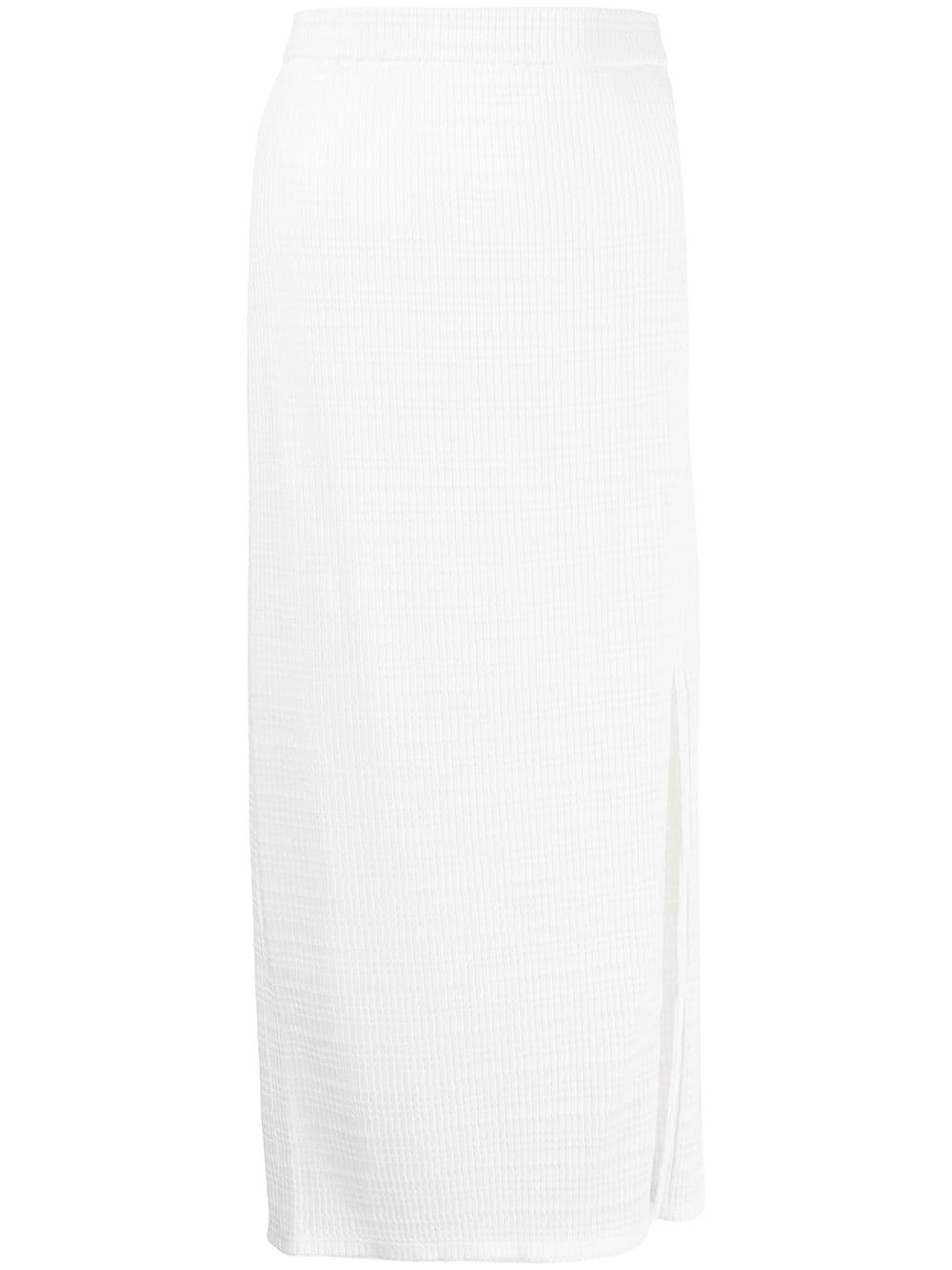 GOODIOUS ribbed side-slit maxi skirt - White von GOODIOUS