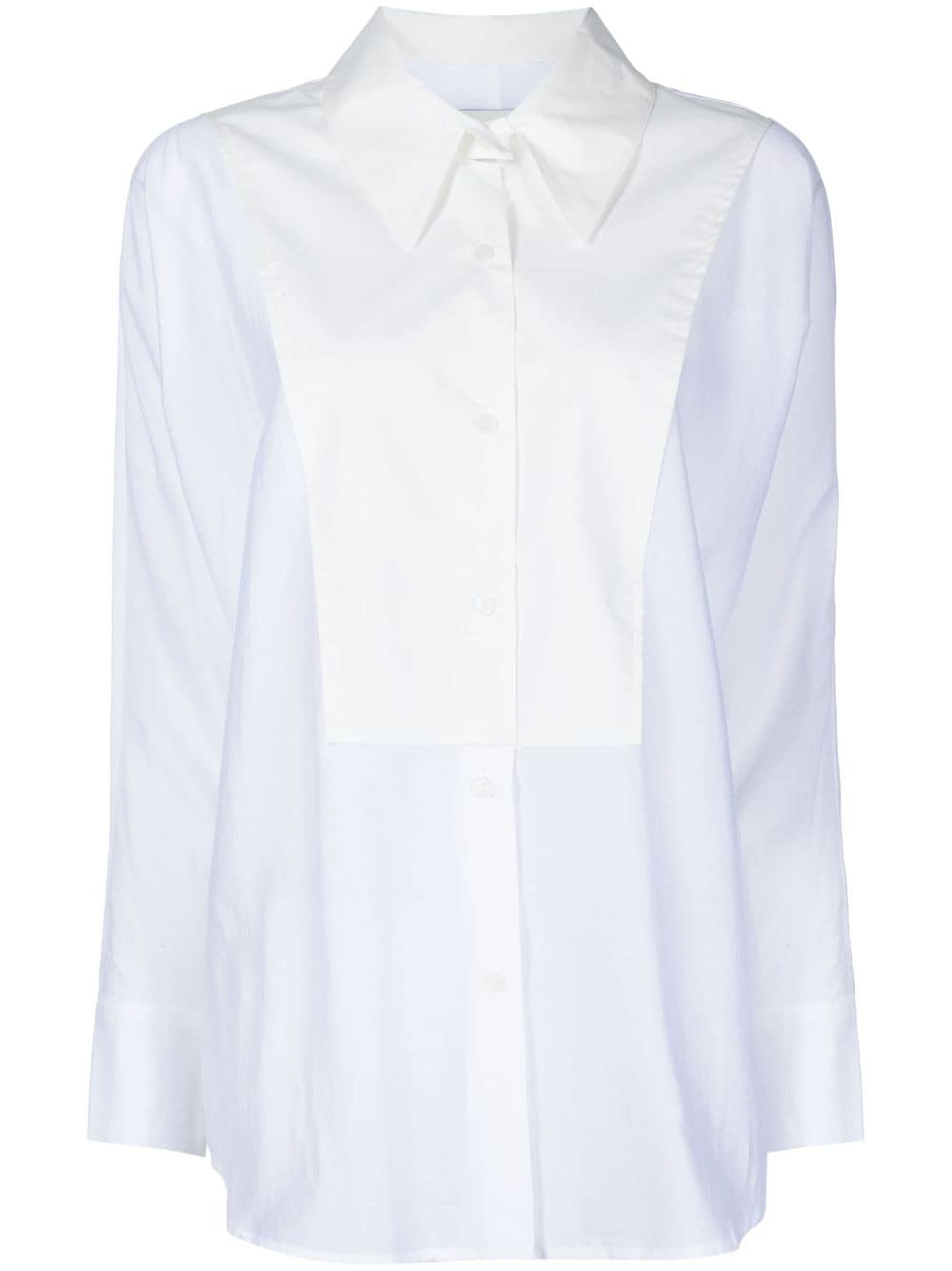 GOODIOUS semi-sheer panelled shirt - White von GOODIOUS