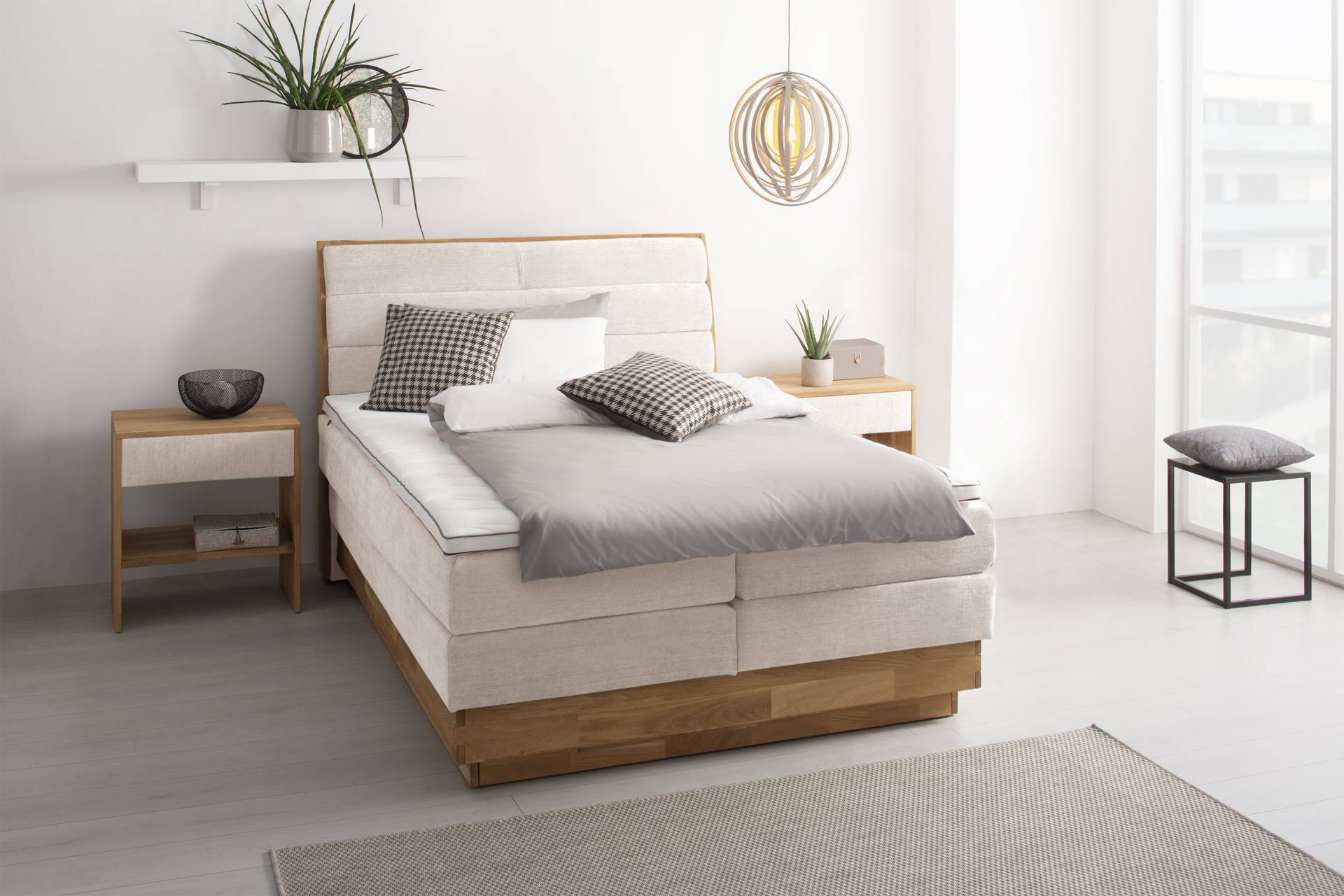 GOODproduct Boxspringbett »Jenna«, ohne LED-Beleuchtung, mit zertifizierten, recycelten Bezugsstoffen von GOODproduct